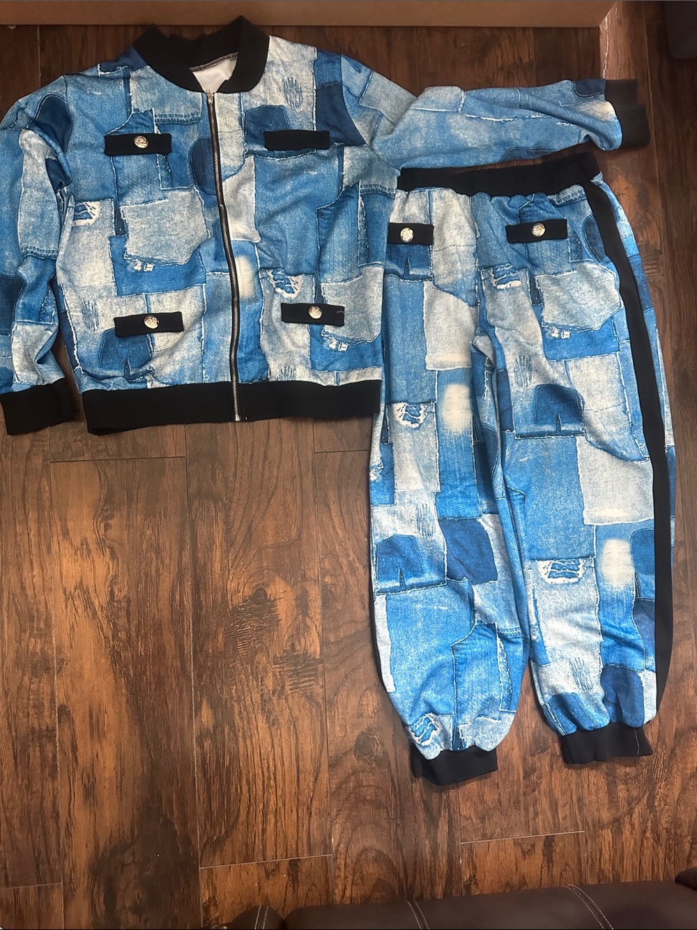 Women’s Blue & Black Jogger Set - Stylish Casual